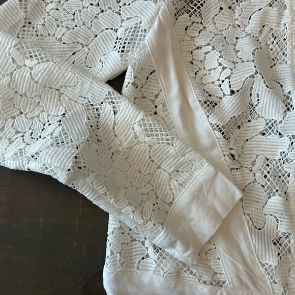 Three Dots Cotton Blend Crochet Lace Zip Lightweight Long Sleeve‎ Jacket Sz M - Picture 5 of 13